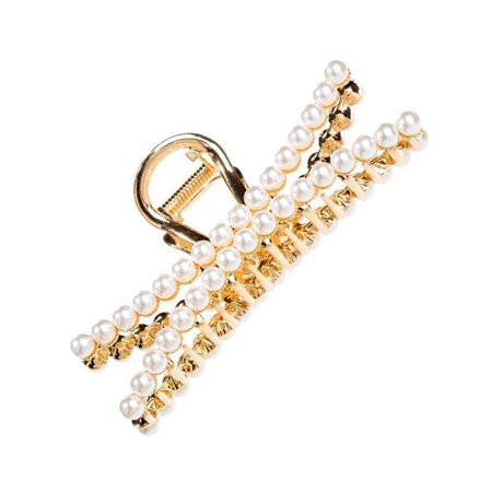 Liveday Long Hair Claw Clip Beaded Metal Updo Hair Jaw Elegant Shower Hair Clamps for Girls Women 12 | Walmart (US)