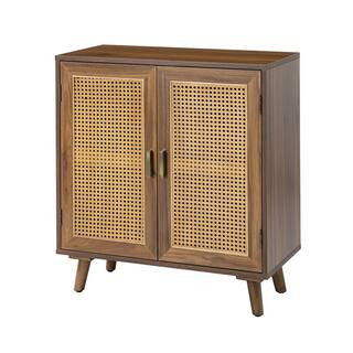 JAYDEN CREATION Salayar Espresso 2-Door Accent Cabinet with Rattan HSCLS00377-ESPRESSO - The Home... | The Home Depot