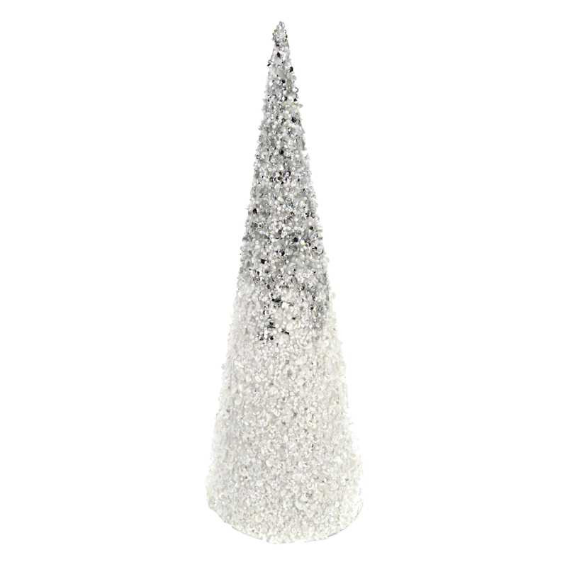 Silver & White Glittered Ombre Cone Tree, 18" | At Home