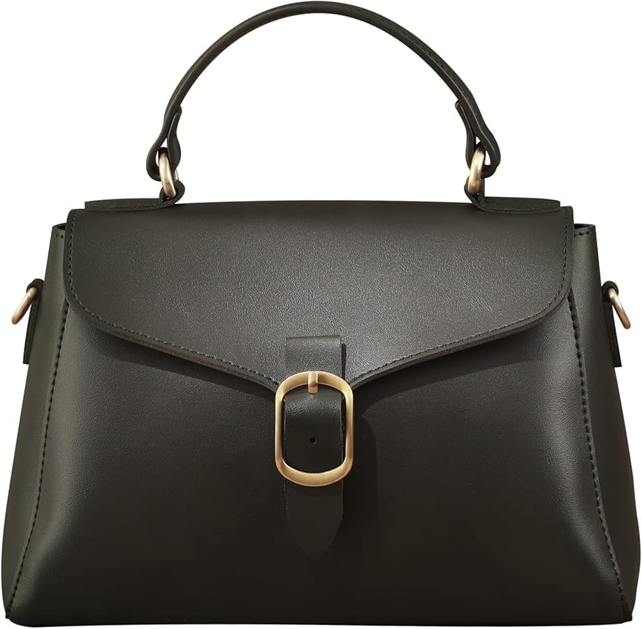 Vintage Vegan Leather Flap Top Handle Bag For Women Retro Satchel Casual Purse Simple Shoulder Cl... | Amazon (US)