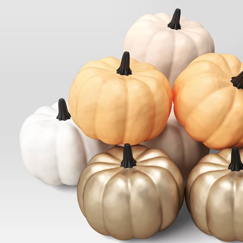 8pk Painted Pumpkins Halloween Decorative Accent Set Orange/White/Metallic - Hyde & EEK! Boutique... | Target