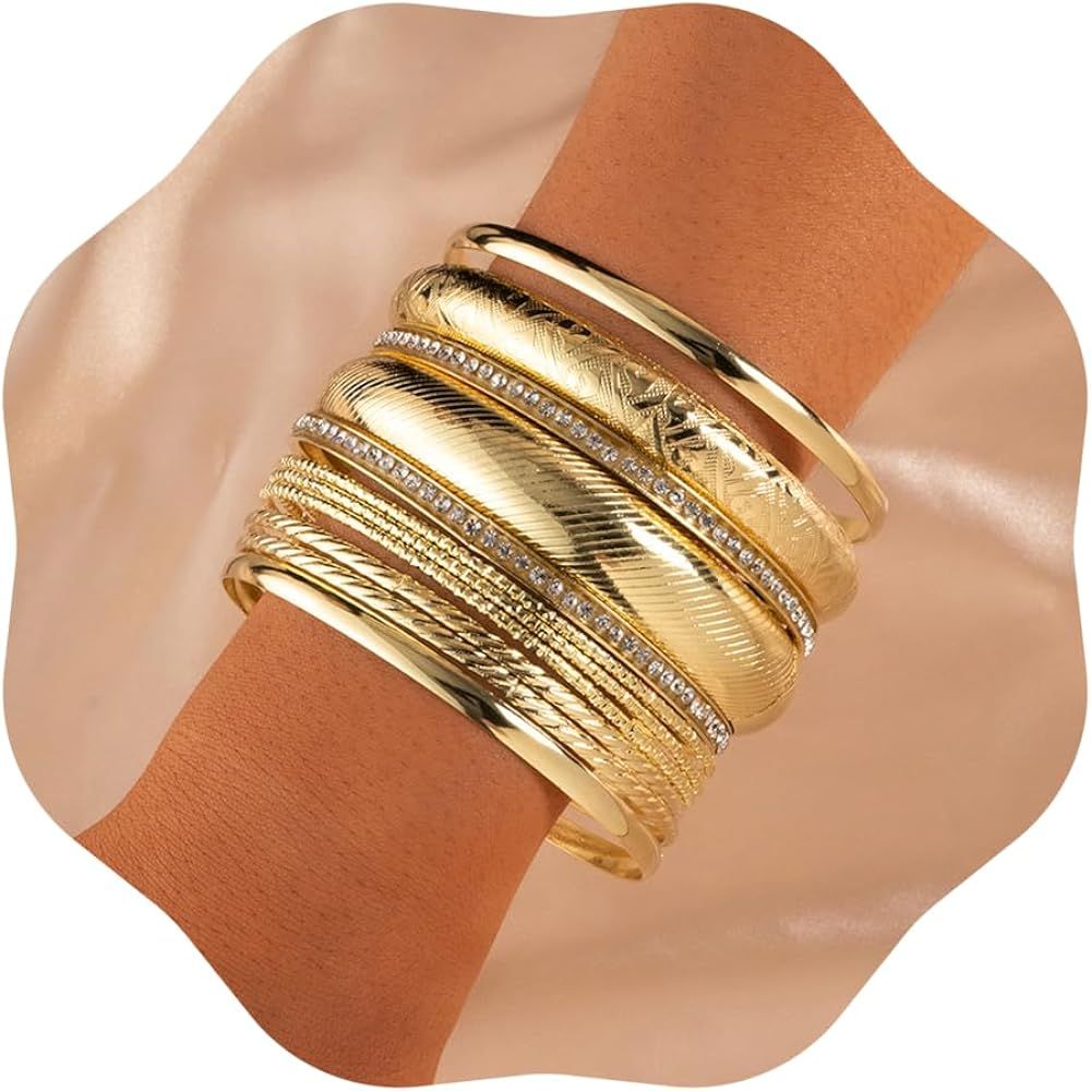 ANYILVTULI MUAYOUAUM Gold Bangle Bracelets for Women Gold Bangles Indian Jewelry Fashion Disco Ba... | Amazon (US)