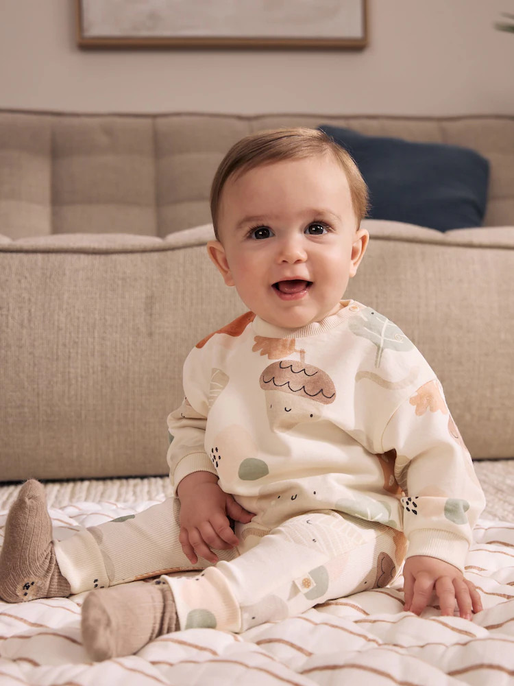 Neutral Autuminal Print Sweatshirt and Leggings Baby Set (0mths-2yrs) | Next US