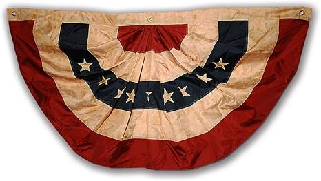 Morigins 48x25 Inch Tea Stained Antique US American Flag Bunting Half Fan Fully Pleated | Amazon (US)