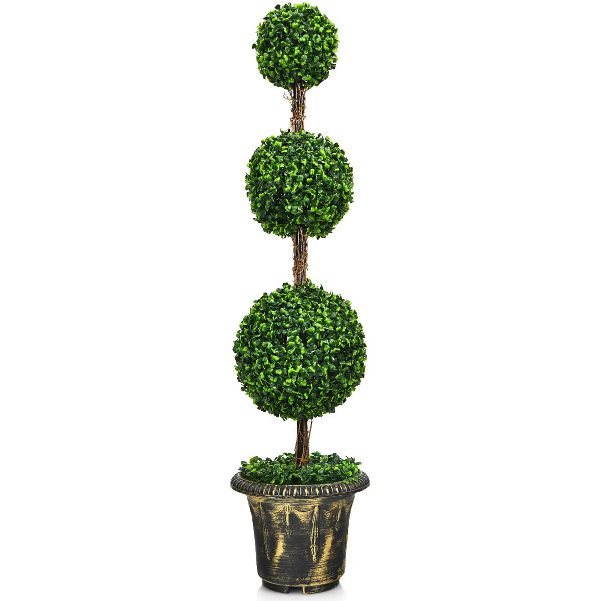 Costway 4' Artificial Topiary Triple Ball Tree Plant Indoor Outdoor UV Resistant | Target