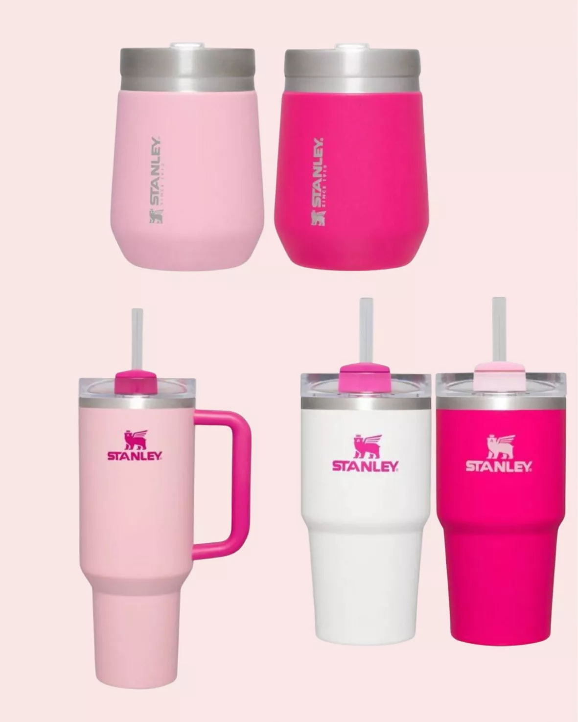 40oz Stanley Style Thirst Quencher Tumblers - light pink/white, hologr –  Wynns Witty Works