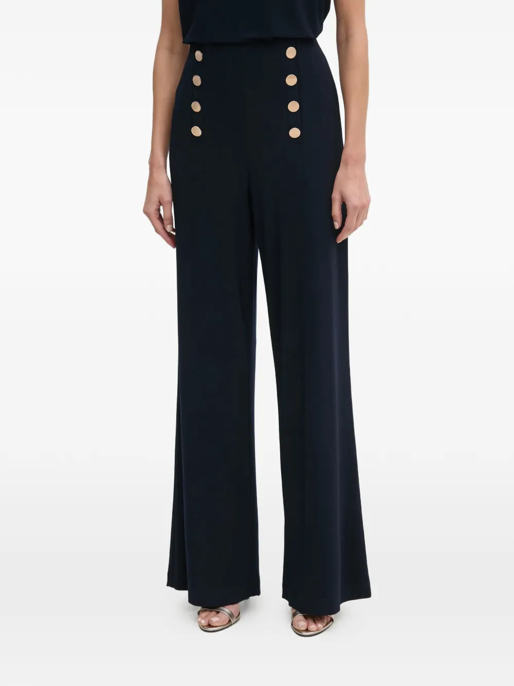 Joseph Ribkoff button-embellishment trousers - Blue | Farfetch Global