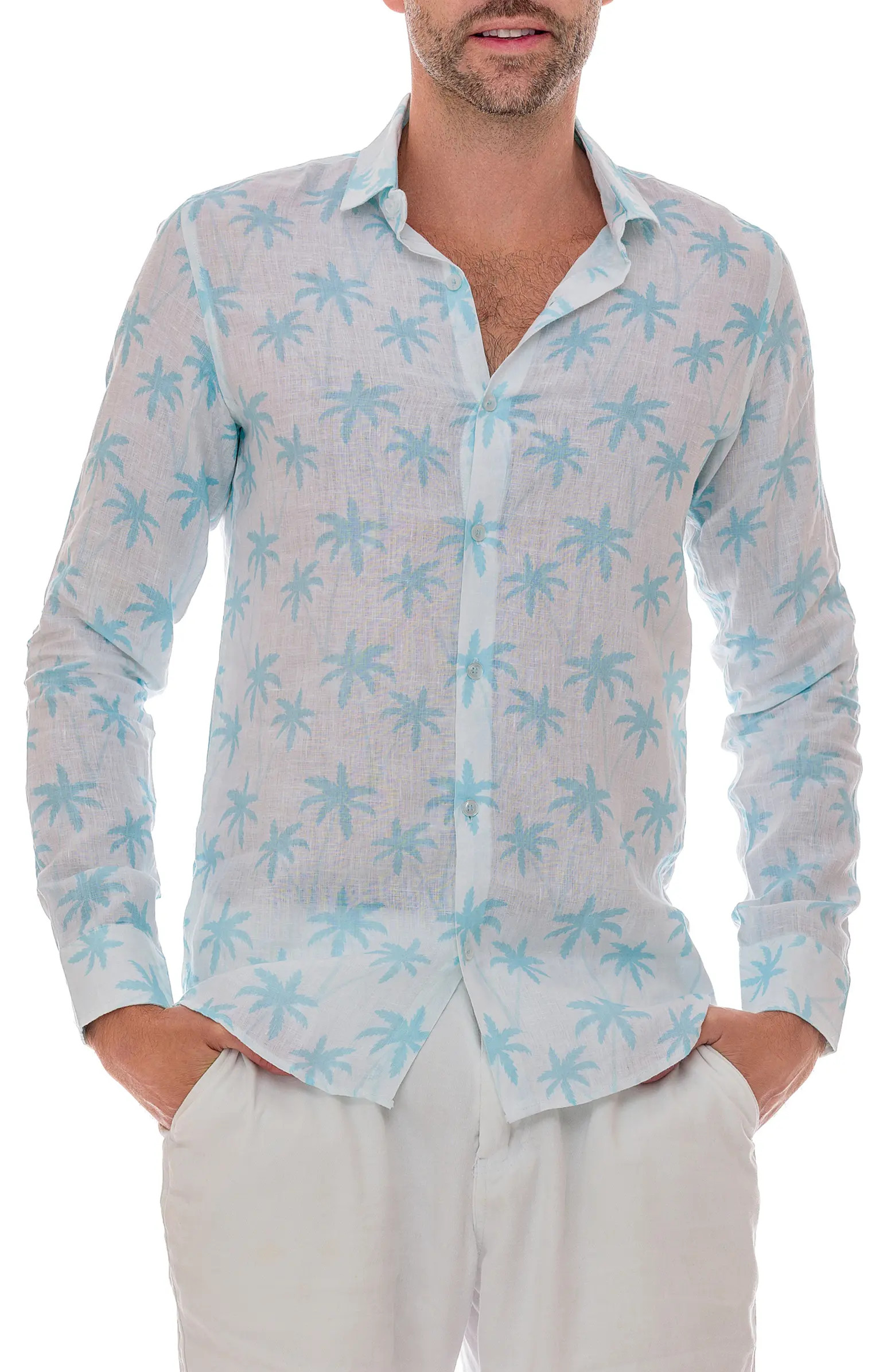 RANEES Cross Palm Linen Button-Up Shirt | Nordstromrack | Nordstrom Rack