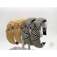 Straw Weaving Knotted Headband, Beige Straw Headband , White & Black Women's Fashion | Etsy (US)