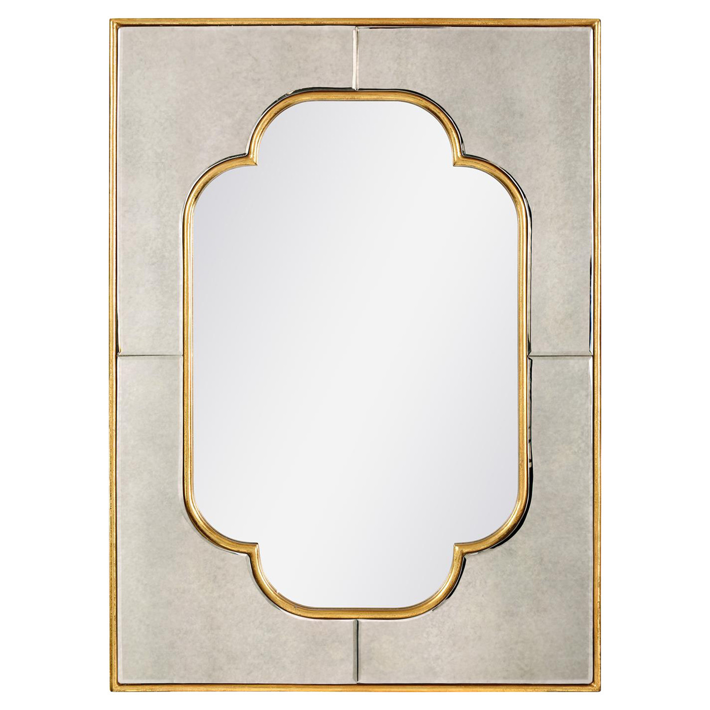 Villa & House Cassia Regency Gold Frame Quatrefoil Mixed Media Wall Mirror | Kathy Kuo Home