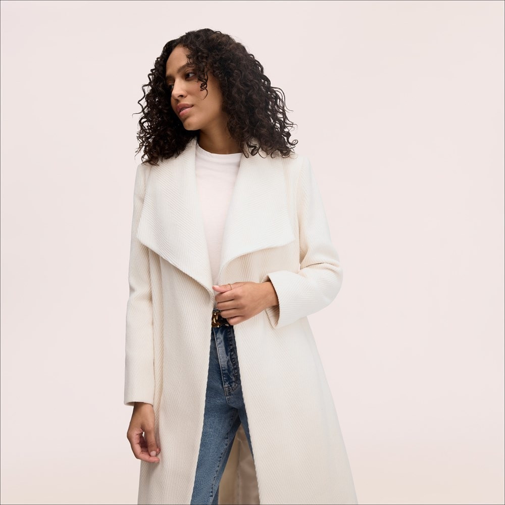 Sam Edelman Chevron Pattern Drape Collar Wrap Trench | Women's Outerwear | Sam Edelman