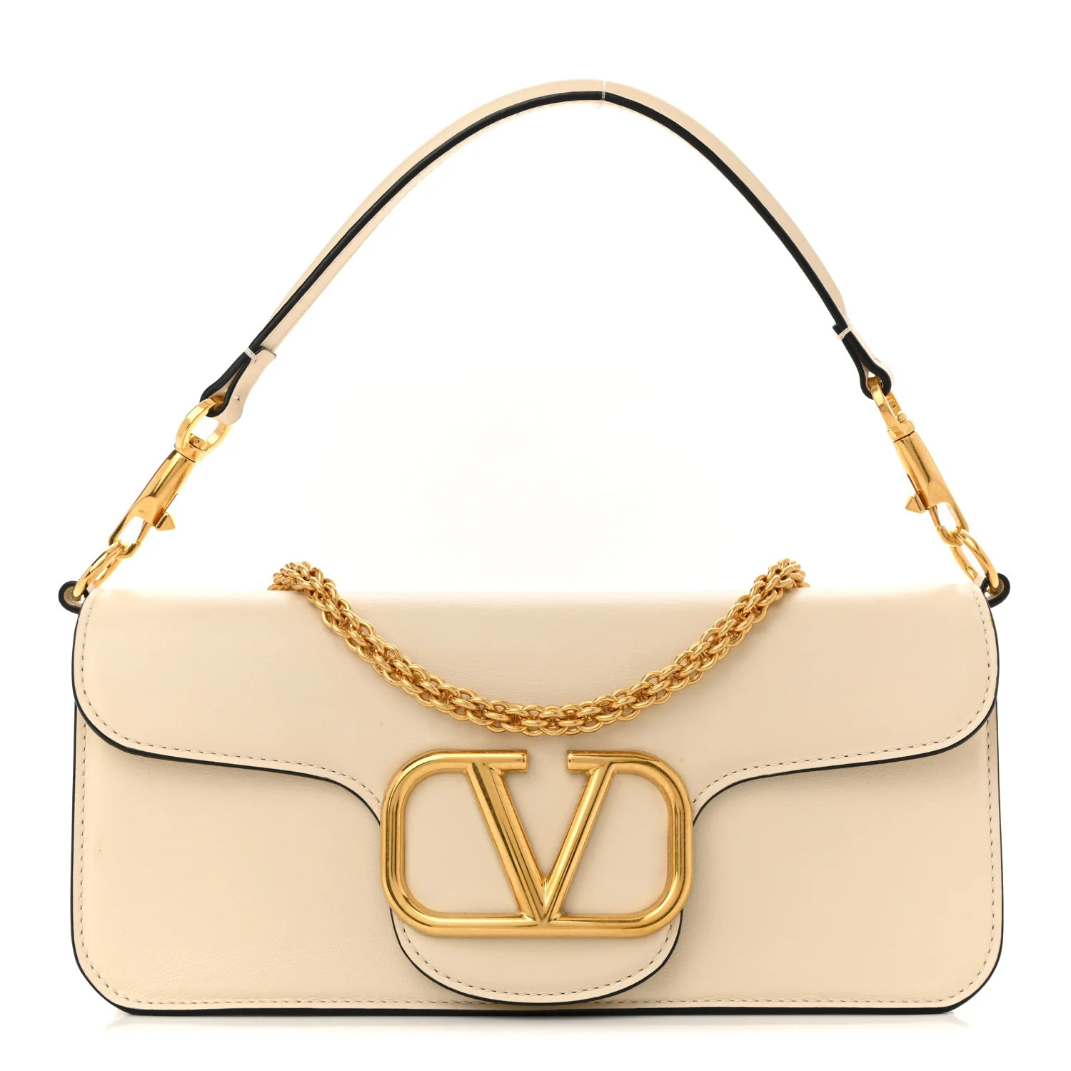 Calfskin Vlogo Loco Shoulder Bag Light Ivory | FASHIONPHILE (US)