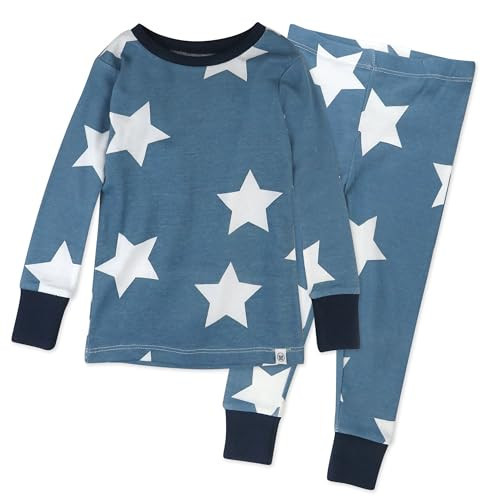 HonestBaby Celebration 2-Piece Pajamas Sleepwear PJs 100% Organic Cotton for Baby, Toddler, Kids, Jumbo Star Blue, 24 Months | Amazon (US)
