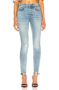 GRLFRND Karolina High-Rise Crop Jean in Blue | FWRD 