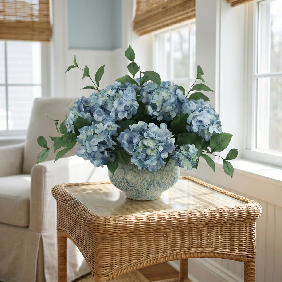 Keenum Hydrangea Floral Arrangement in Vase | Wayfair North America