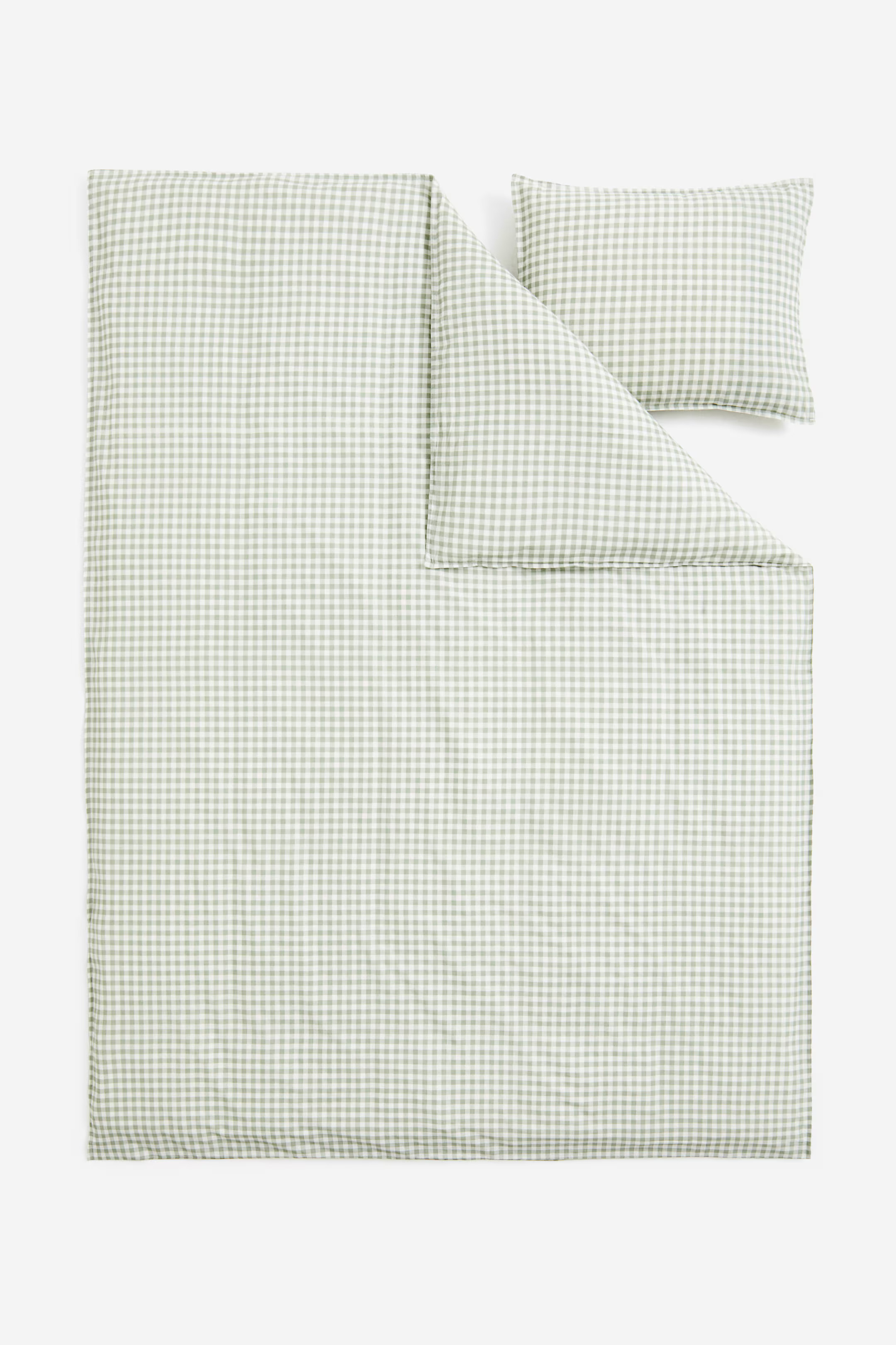 Patterned Twin Duvet Cover Set - Green/gingham checked - Home All | H&M US | H&M (US + CA)