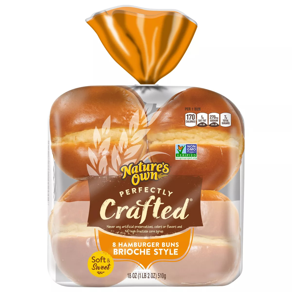 Nature's Own Perfectly Crafted Brioche Hamburger Bun - 18oz | Target