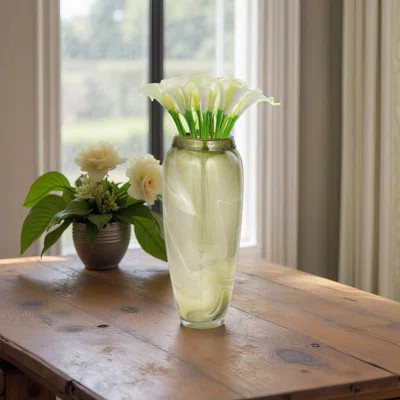 Glass Vase Modern Decorative Sleek Glass Accent Contemporary Style Handcrafted Art Glass Vase Elegant Modern Glass Vase Decorative Trendy Centerpiece | Wayfair North America