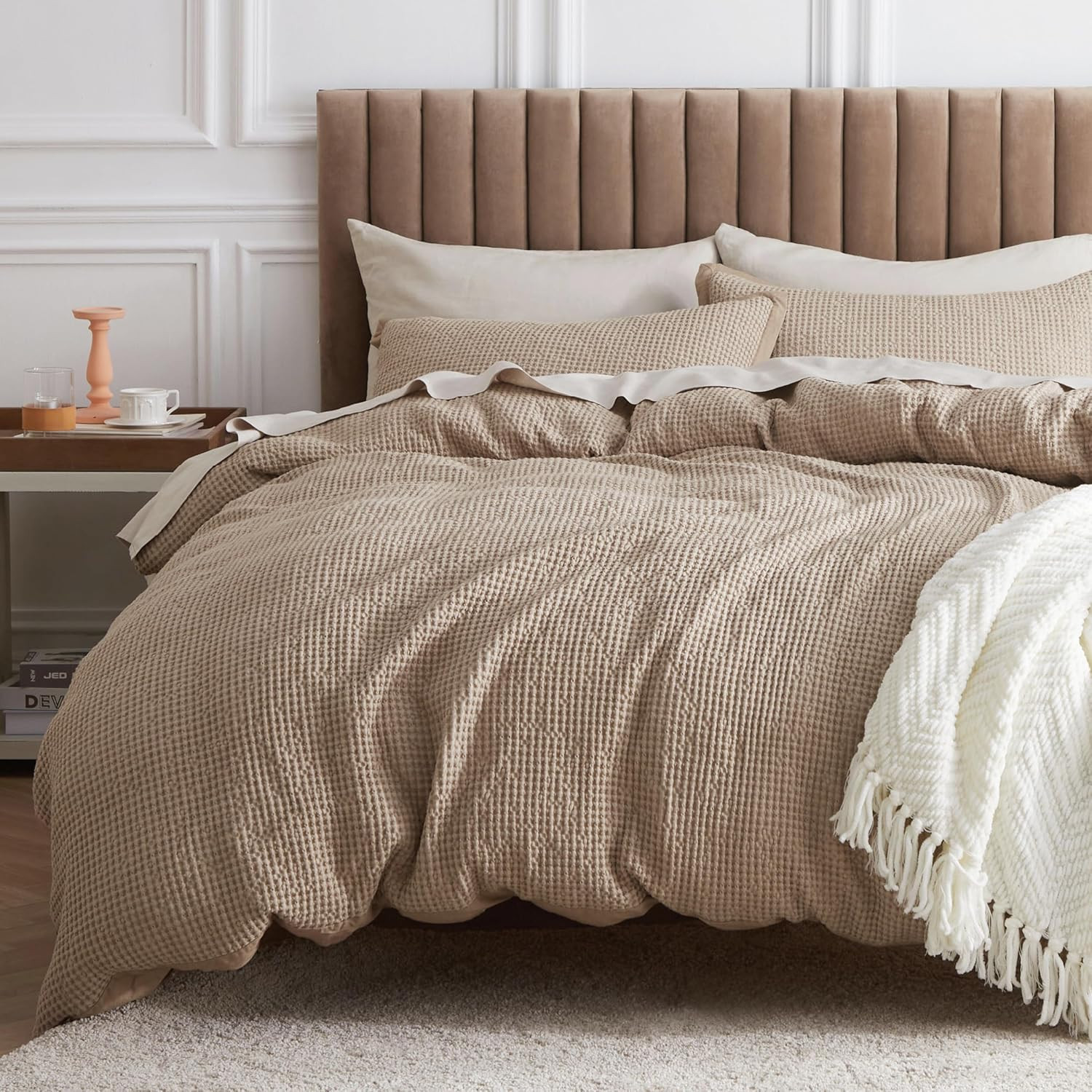 Bedsure Cotton Duvet Cover Set - 100% Cotton Waffle Weave Khaki Duvet Cover California King Size,... | Amazon (US)