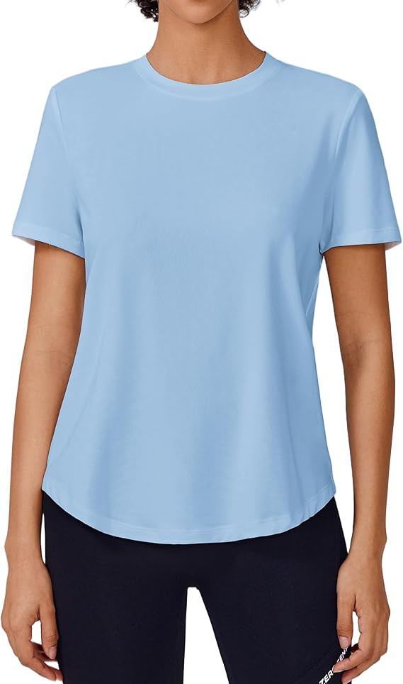 PINSPARK Soft Workout Tops for Women Short Sleeve UPF Sun Shirt Quick Dry Athletic Yoga Shirts Gy... | Amazon (US)