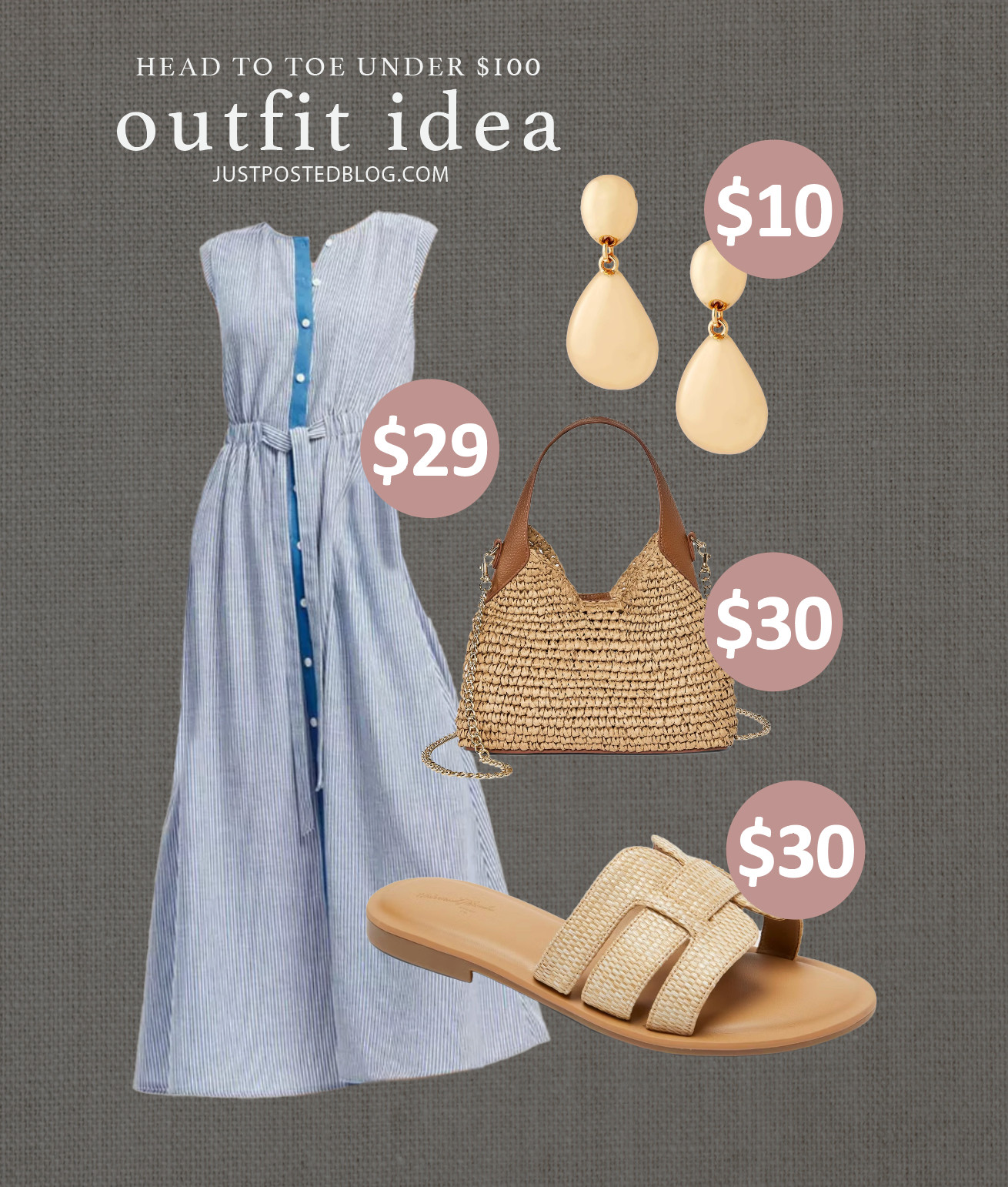This adorable striped dress is on sale for only $30 right now, and so cute! This entire look is Head to Toe Under $100! 

 