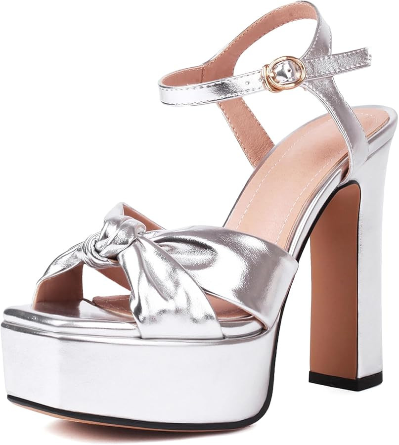 Women's High Chunky Platform Heels 5.5” Height Ajustable Ankle Strap Open Toe Party Dress Weddi... | Amazon (US)