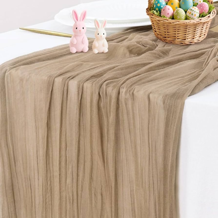 Socomi Nude Brown Cheesecloth Table Runner Summer Boho Rustic Gauze 120 inch 10FT Cheese Cloth Sh... | Amazon (US)