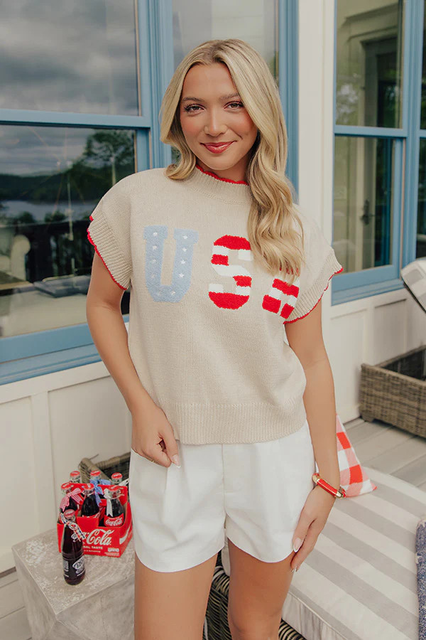 American Dream Embroidered Knit Sweater Top | Impressions Online Boutique