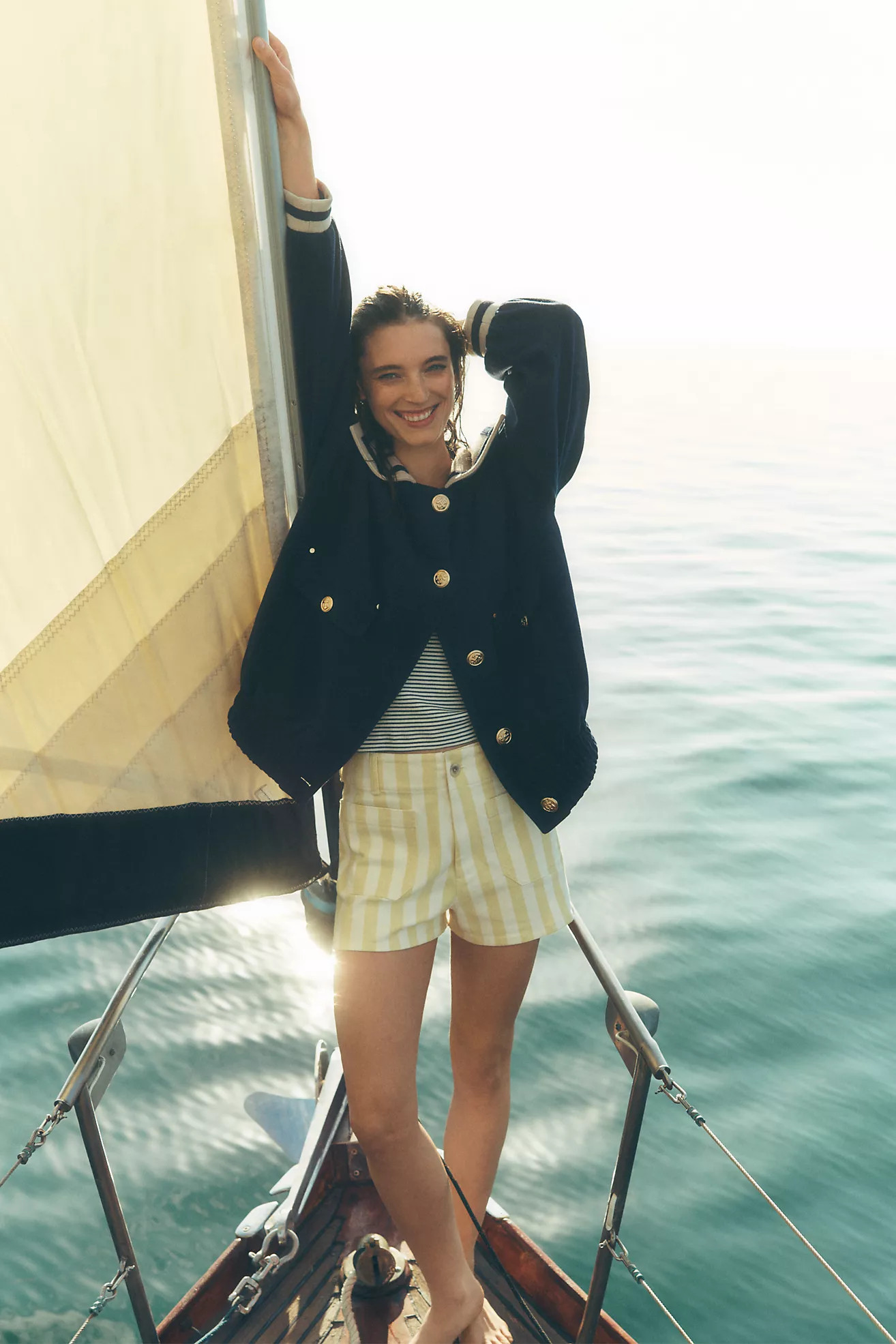 Maeve Wool Blend Nautical Bomber Jacket | Anthropologie (US)