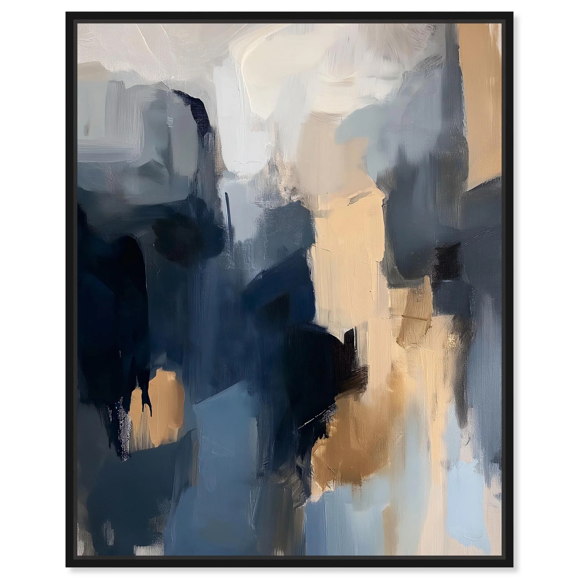 Navy Beige II Canvas Blue Abstracts by Art Remedy | Wayfair North America