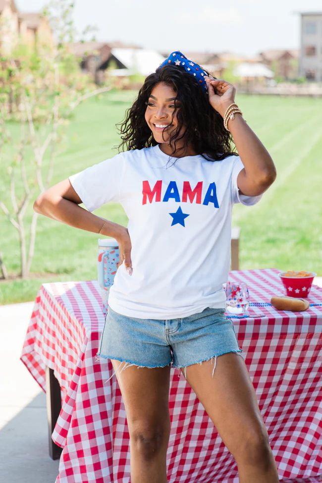 Mama Star White Graphic Tee | Pink Lily
