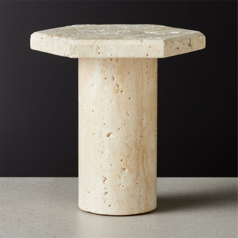 Roca Travertine Pillar Candle Stand Large + Reviews | CB2 | CB2
