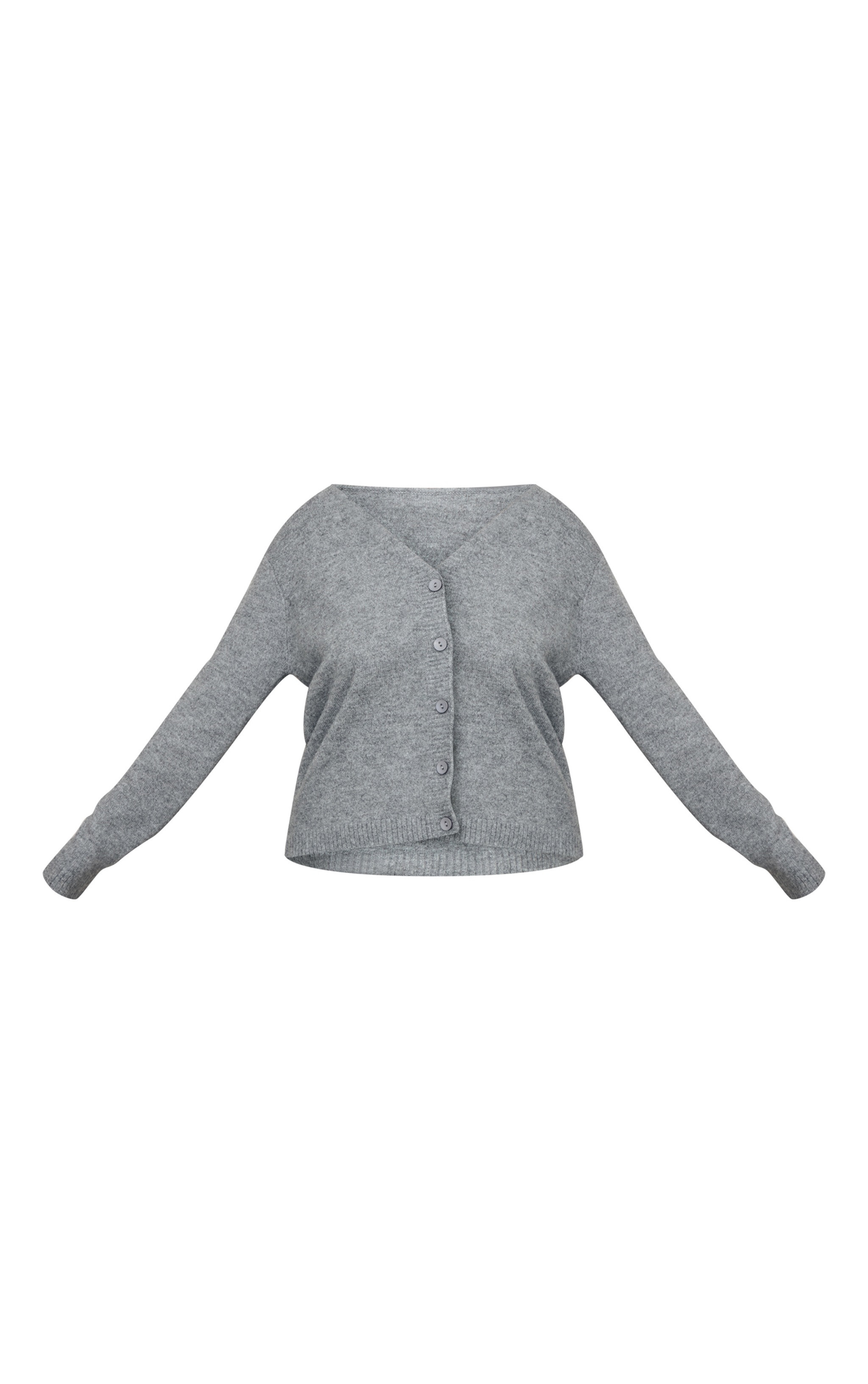 Plus Grey Melange Knit Basic Button Up Cardigan | PrettyLittleThing US