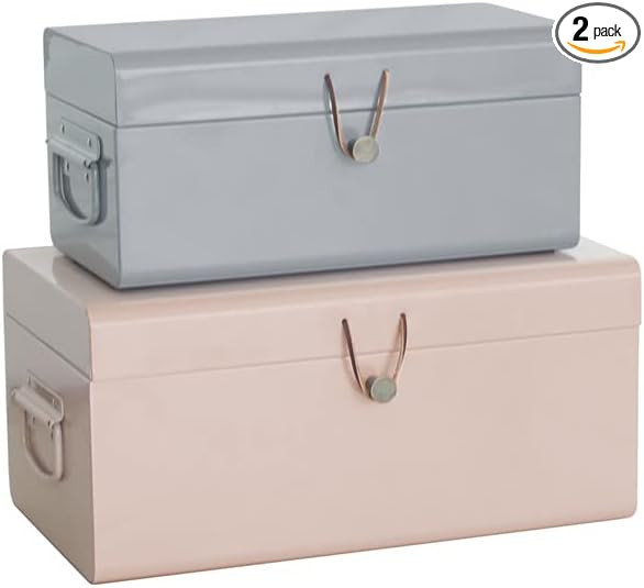 elle decor Daven Decorative Metal Box Trunks | Set of 2 | Vintage Style Storage with Loop Closure... | Amazon (US)