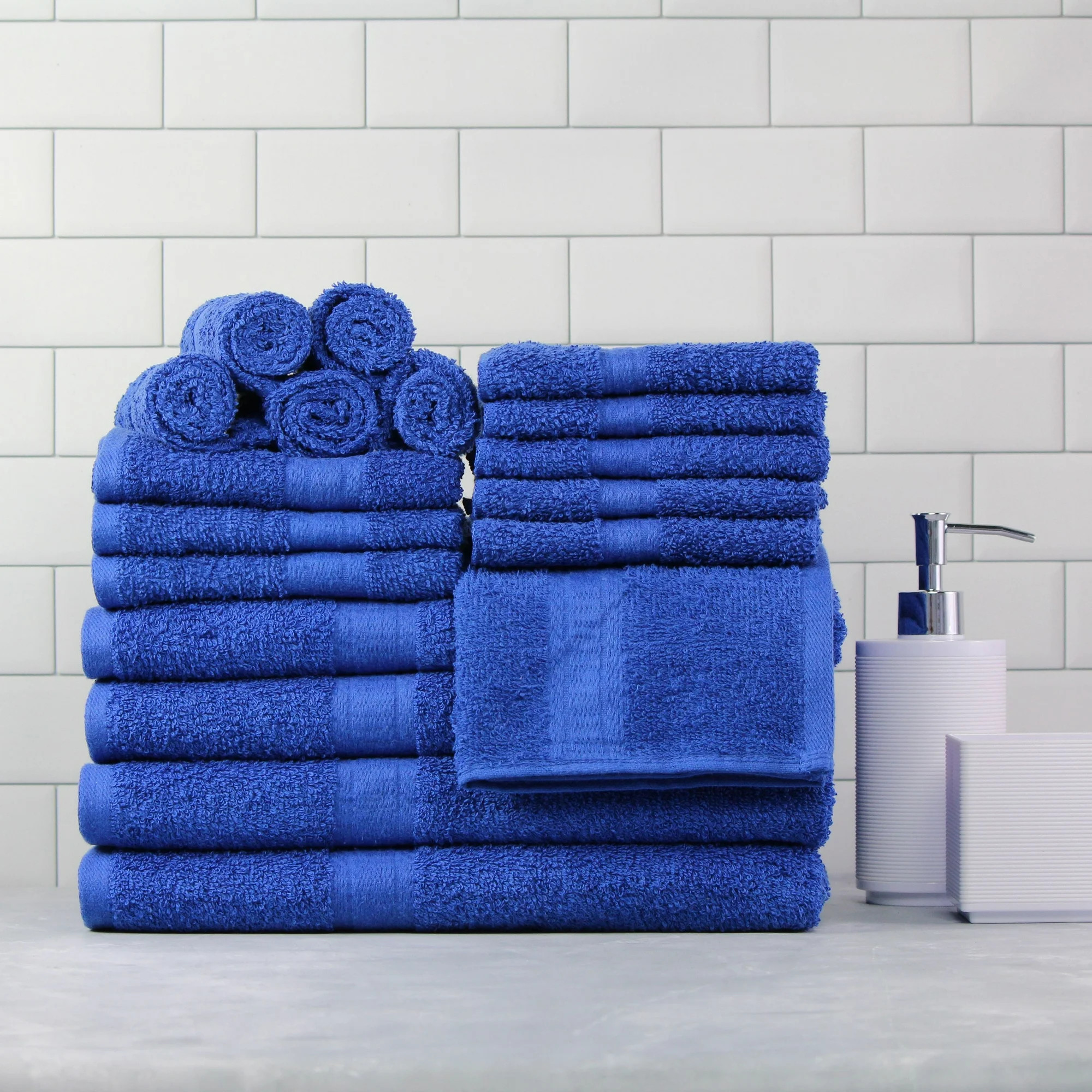 Mainstays Basic Bath Collection, 18-Piece Towel Set, Royal Spice (4 Bath, 4 Hand, 10 Wash) | Walmart (US)