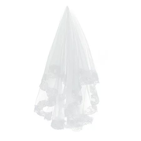 Veil Wedding Bridal Veils Lace Tulle Cathedral Short White Bride Brides Embroidery Waist Long One Ti | Walmart (US)
