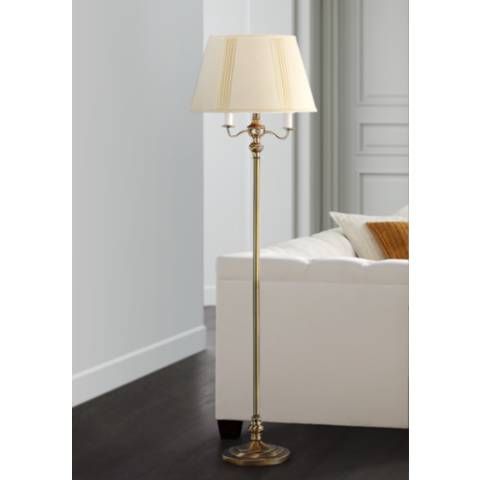 Bellhaven Antique Brass 4-Light Floor Lamp - #5P128 | Lamps Plus | Lamps Plus
