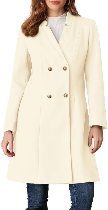 GRACE KARIN 2024 Fashion Women's Coat Lapel Double Breasted Solid Loose Casual Winter Peacoat Out... | Amazon (US)