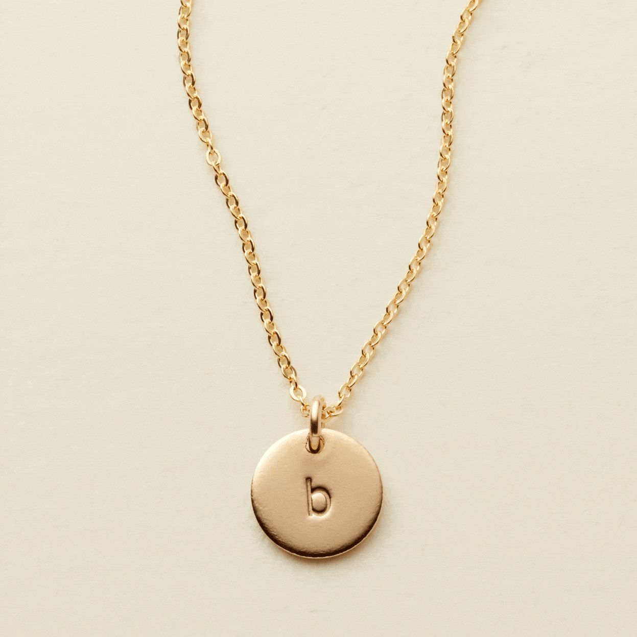 Made By Mary Initial Disc Necklace—3/8" | Hand Stamped, Stackable | Made by Mary (US)