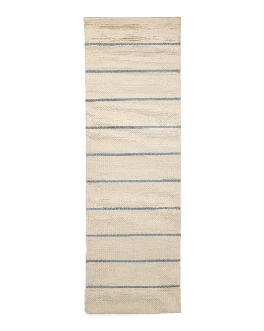 Wool Blend 2x8 Handmade Striped Runner | TJ Maxx