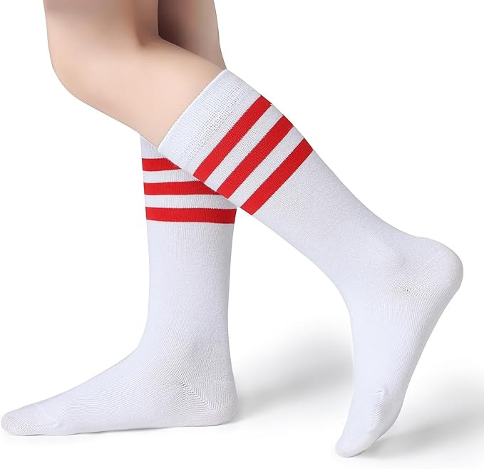 Pareberry Boys Girls Over the Calf Striped Tube Socks Cotton Soft Retro Athletics Socks for Kids ... | Amazon (US)