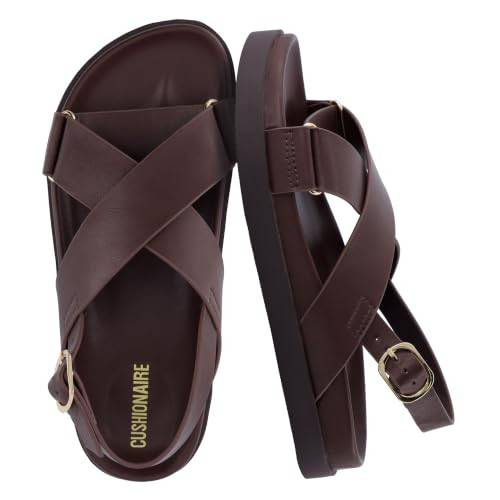 CUSHIONAIRE Eden Footbed Sandals for Women, Comfortable Arch Support Womens Sandals with Platform, Slingback Strap and Memory Foam, CHOCOLATE | Amazon (US)