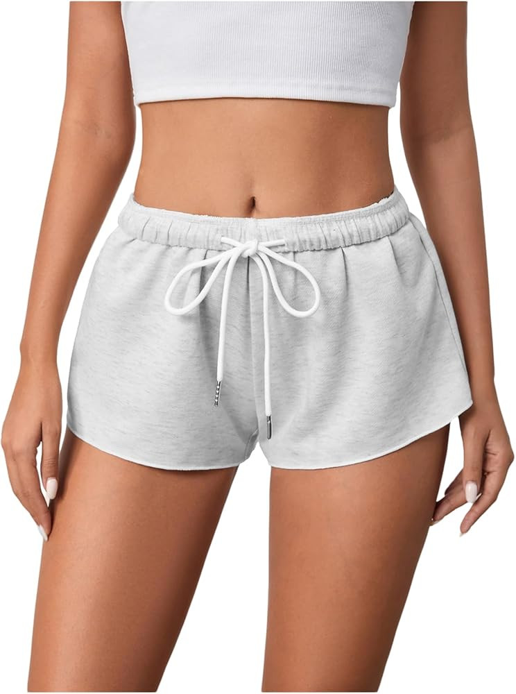 Milumia Women Drawstring Low Waist Mini Sweat Shorts Casual Summer Workout Track Lounge Shorts | Amazon (US)