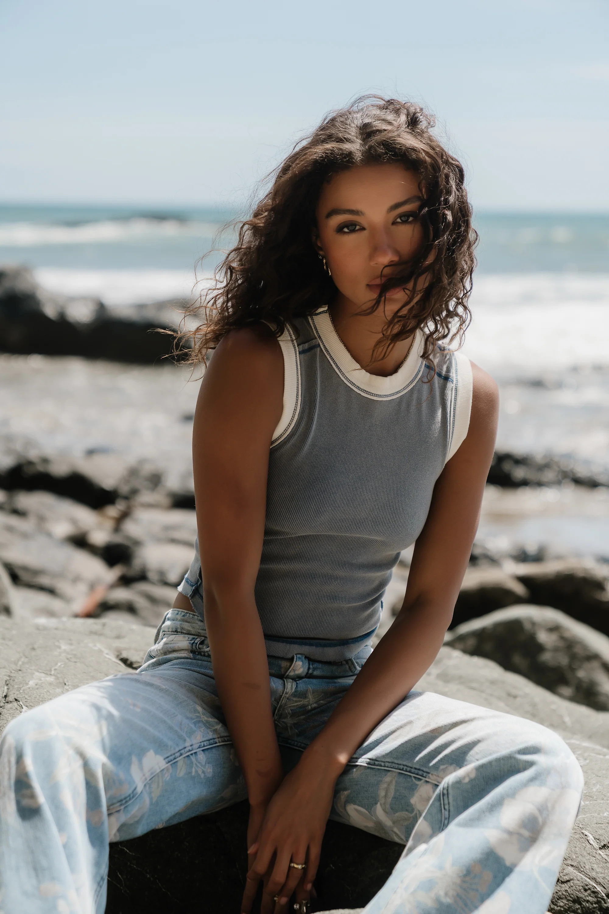 Lilah Reverse Seam Tank in Indigo | Böhme US