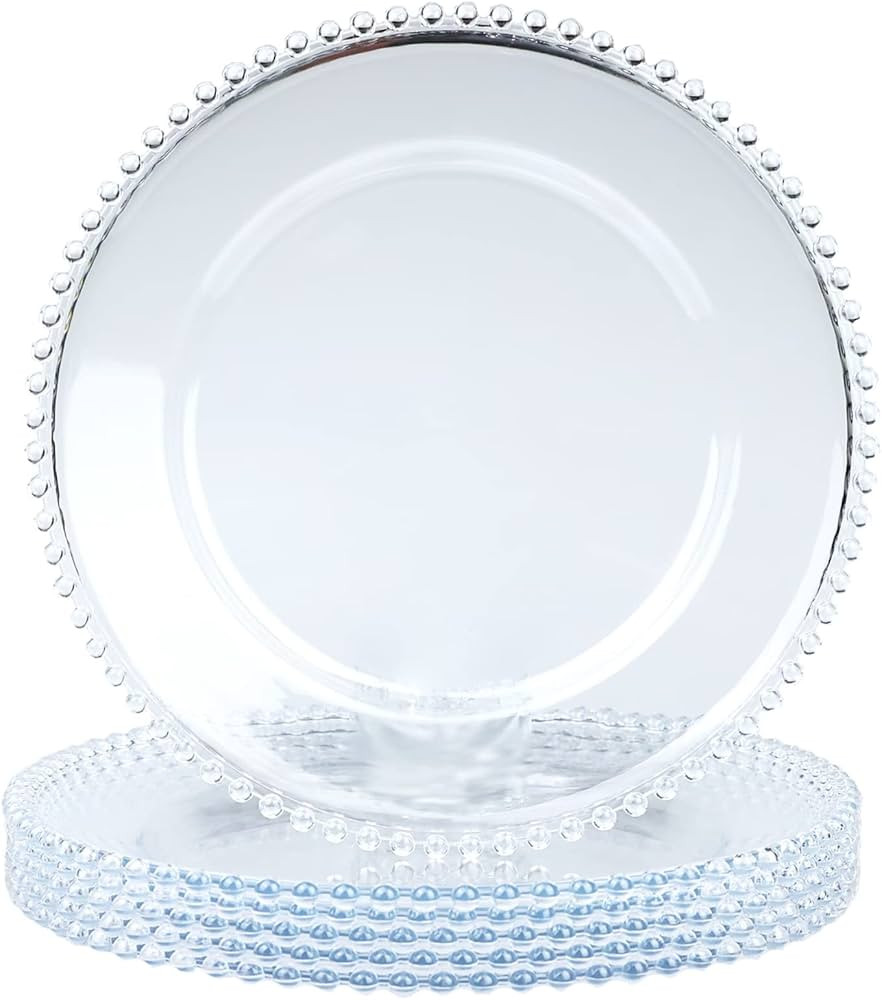 Leemxiiny Clear Charger Plates, Plastic Plate Charger for Dinner Plate with Beaded for Table DéC... | Amazon (US)