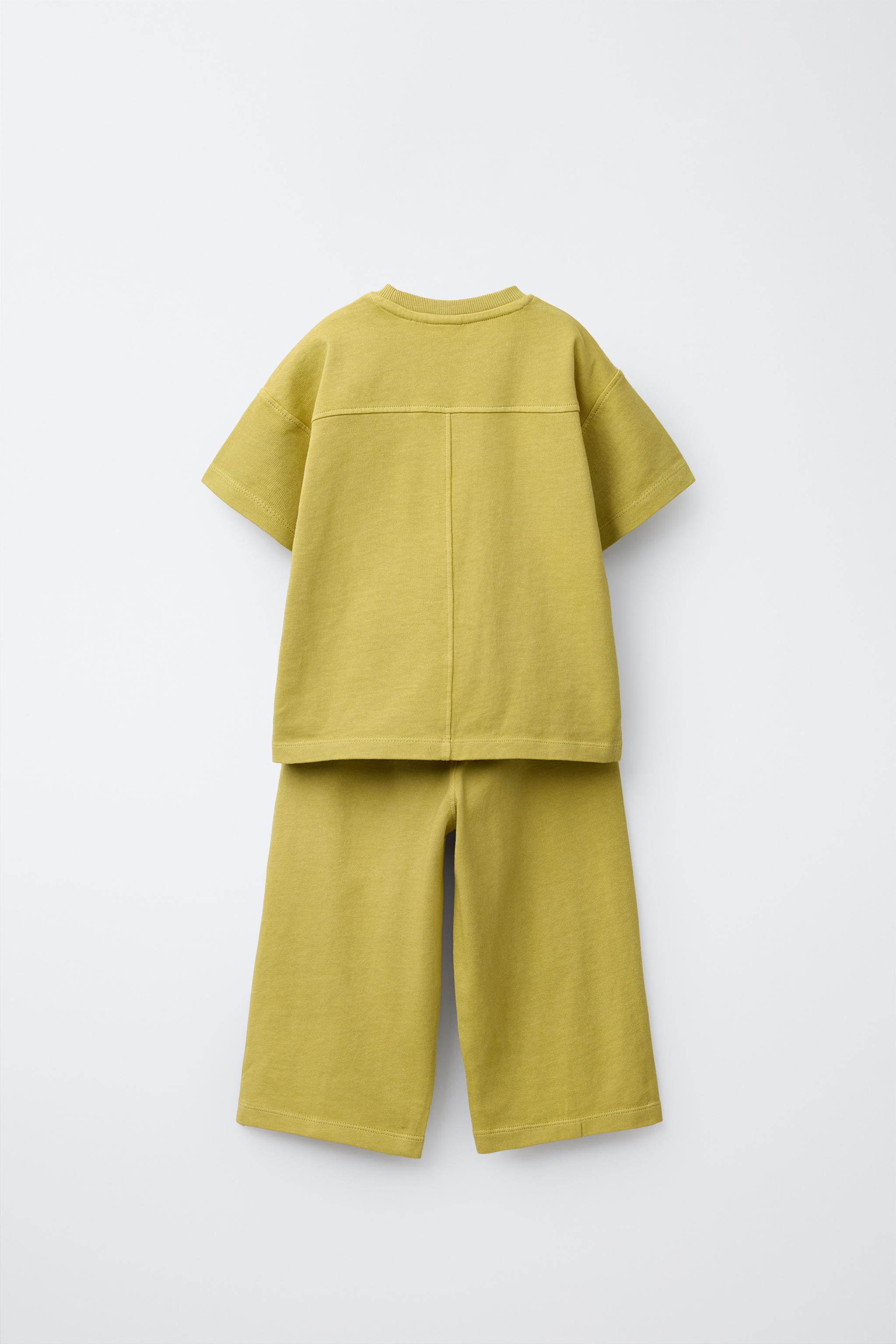 SOLID WIDE LEG PANTS AND T-SHIRT SET | Zara US