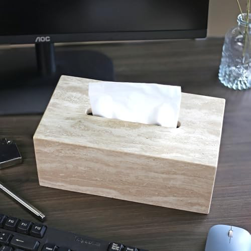 Noble and Light Luxury Natural Travertine Marble Household Tissue Box for Bathroom | Office | Des... | Amazon (US)