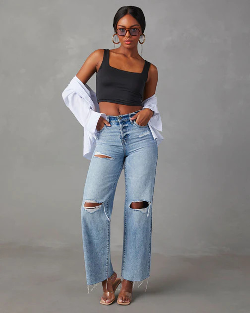 Calder High Rise Distressed Dad Jean | VICI