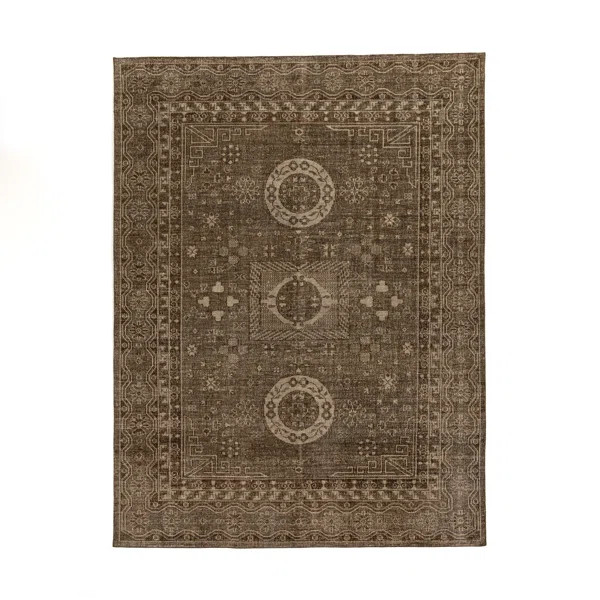 Arwen Oriental Hand-Knotted Area Rug in Olive | Wayfair North America