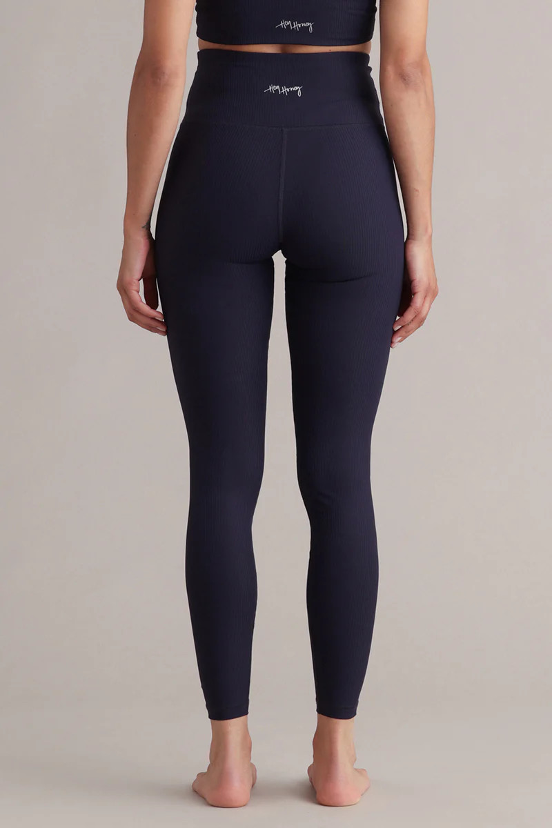 High-Waist Cropped Leggings Ribbed Baritone Blue | Hey Honey | Hey Honey Yoga DE